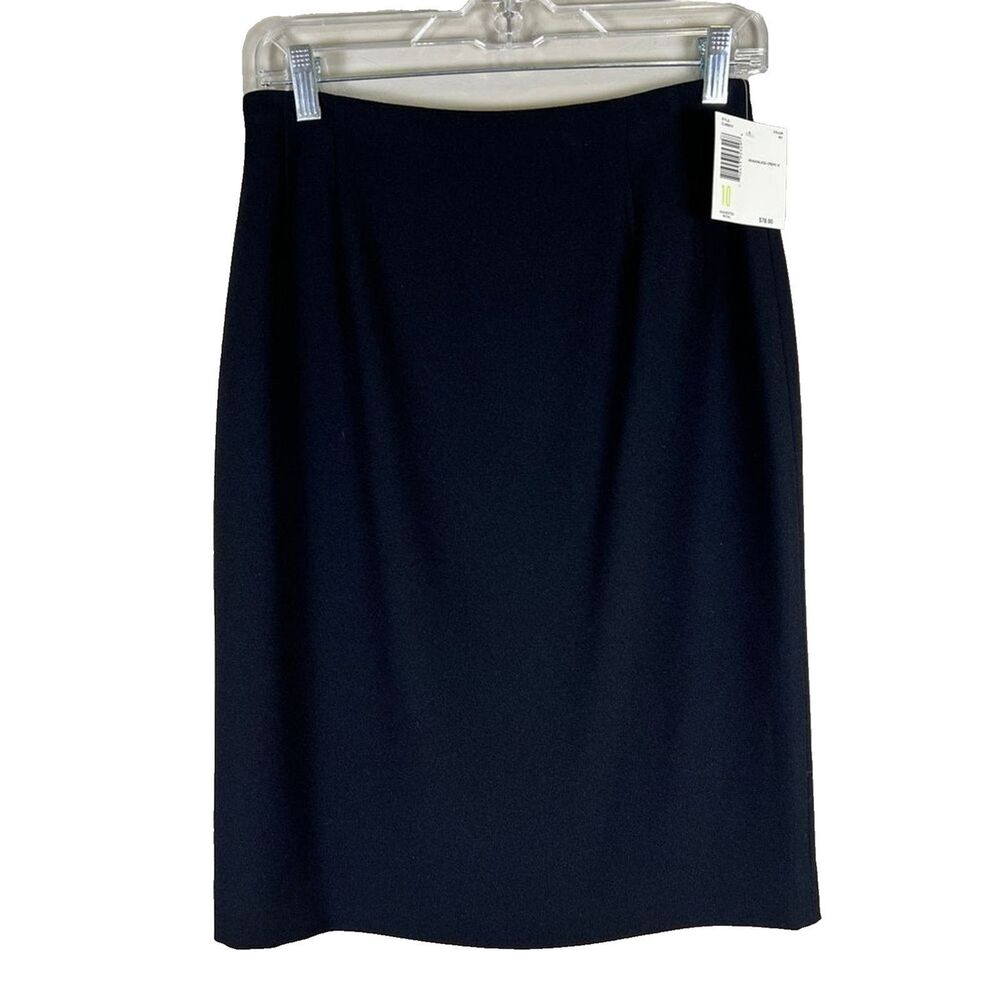 Liz Claiborne Crepe Pencil Skirt Knee Length Back Zip Black 10 RUNS SMALL NEW